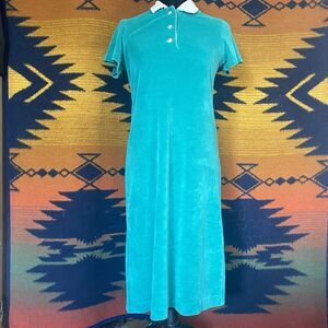 Vintage 70’s Happenings Terrycloth Collared Midi Dress. Rare. S/M. Retro.